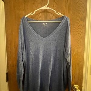 47 Women's Blue V-Neck Sweater
